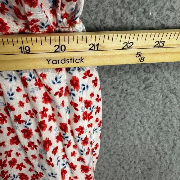 Old navy dress womens 2X ivory red floral lace pockets ruffle boho cottagecore - Picture 6 of 9
